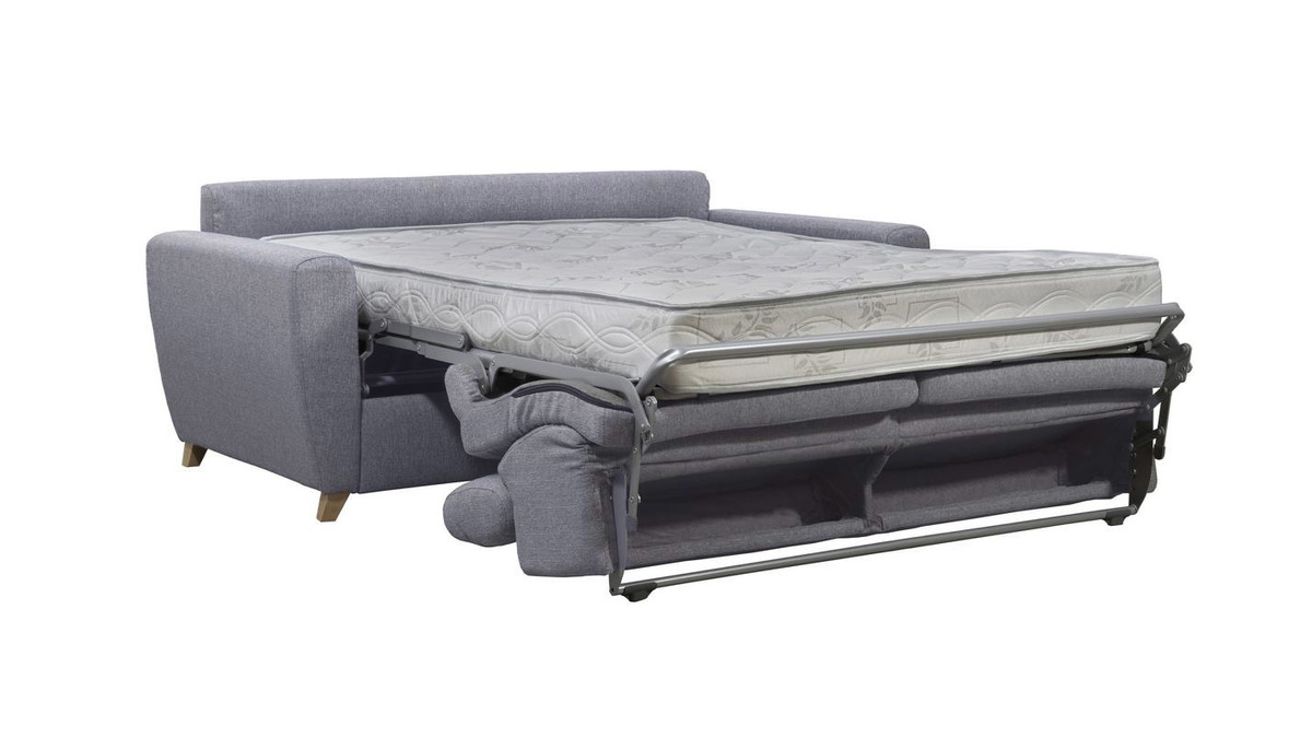 Schlafcouch mit verstellbaren Kopfsttzen Hellgrau und 18 cm Matratze 3-Sitzer GOYA