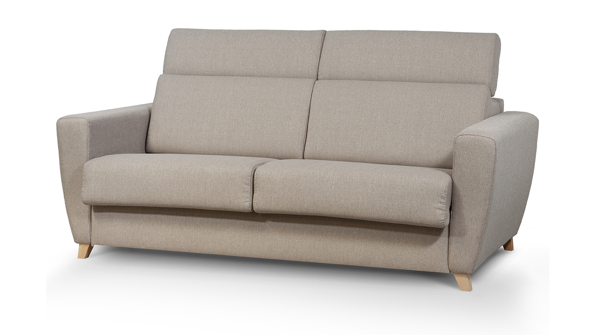 Schlafcouch mit verstellbaren Kopfsttzen Taupe mit 13 cm Matratze 3-Sitzer GOYA