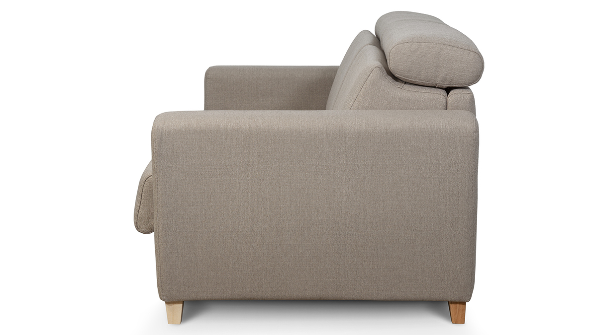 Schlafcouch mit verstellbaren Kopfsttzen Taupe mit 13 cm Matratze 3-Sitzer GOYA