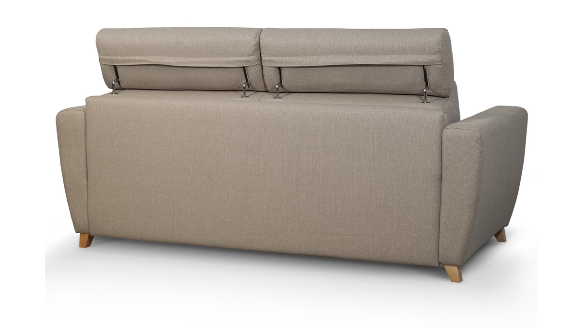 Schlafcouch mit verstellbaren Kopfsttzen Taupe mit 13 cm Matratze 3-Sitzer GOYA