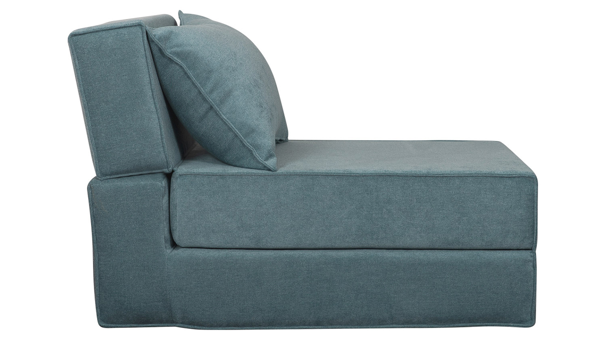 Schlafsessel aus blauem Stoff mit Samteffekt 1-Sitzer SALLY