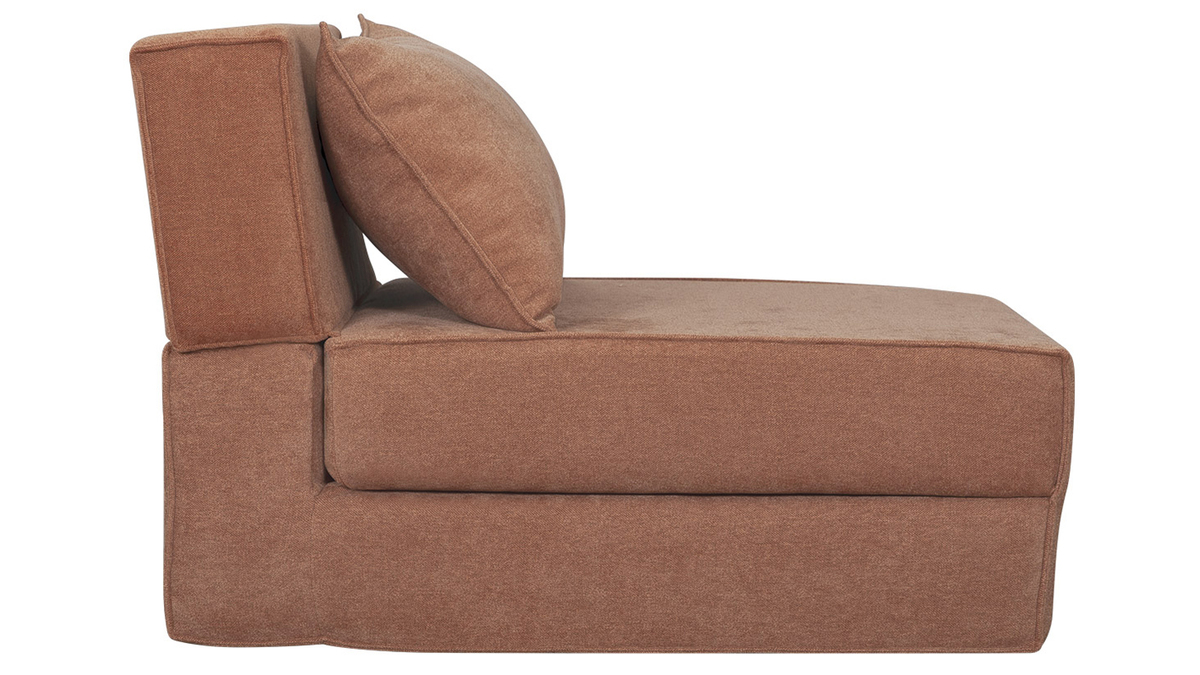 Schlafsessel aus terracotta Stoff mit Samteffekt 1-Sitzer VICTOR