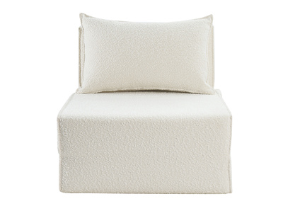 Schlafsessel aus weißem Stoff mit Bouclé-Wolleffekt 1-Sitzer VICTOR