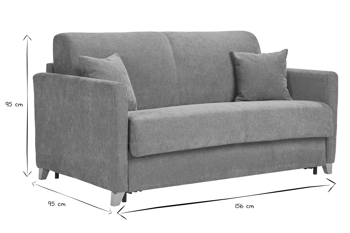 Schwarz-weies Schlafsofa, Mae 156x95x95 cm, Vorderansicht.