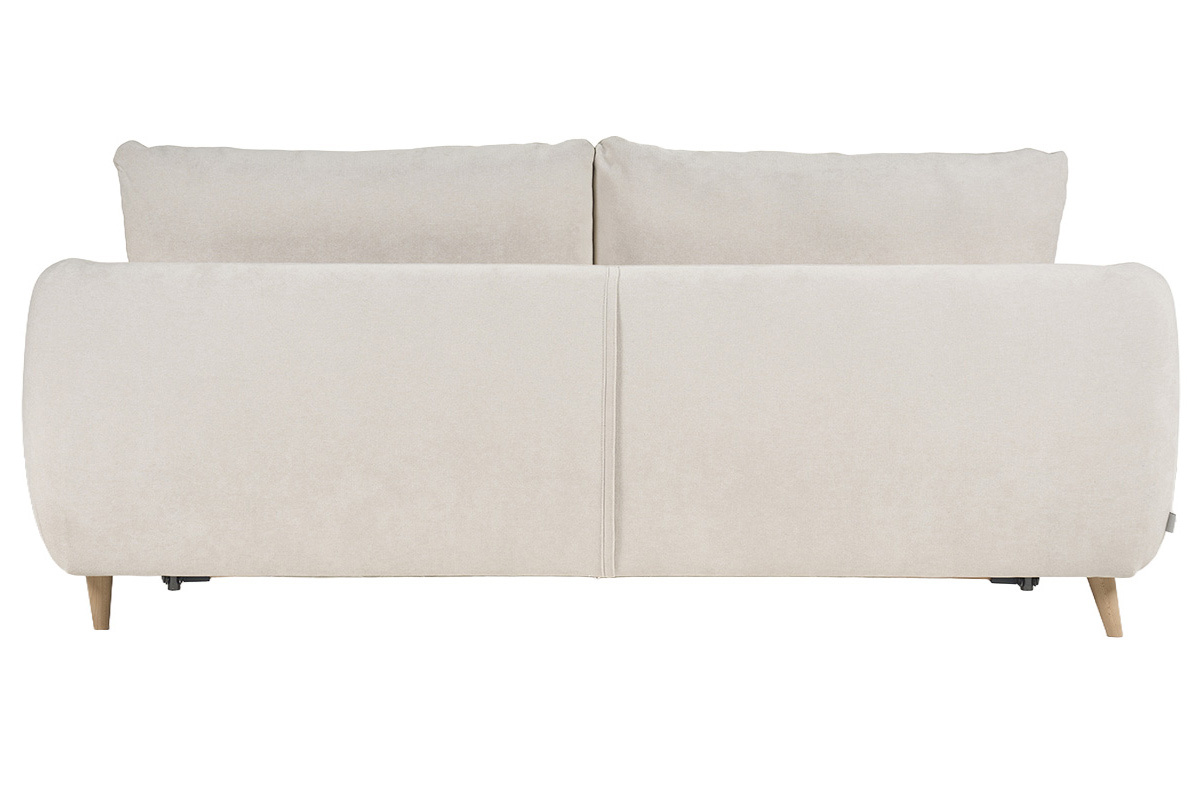 Schlafsofa 3-4 Pl�tze in beige Samtoptik-Stoff mit 10 cm Matratze LEANDRE