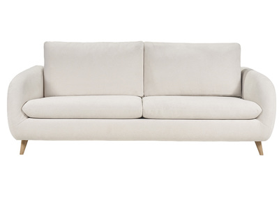 Schlafsofa 3-4 Pl&auml;tze in beige Samtoptik-Stoff mit 10 cm Matratze LEANDRE