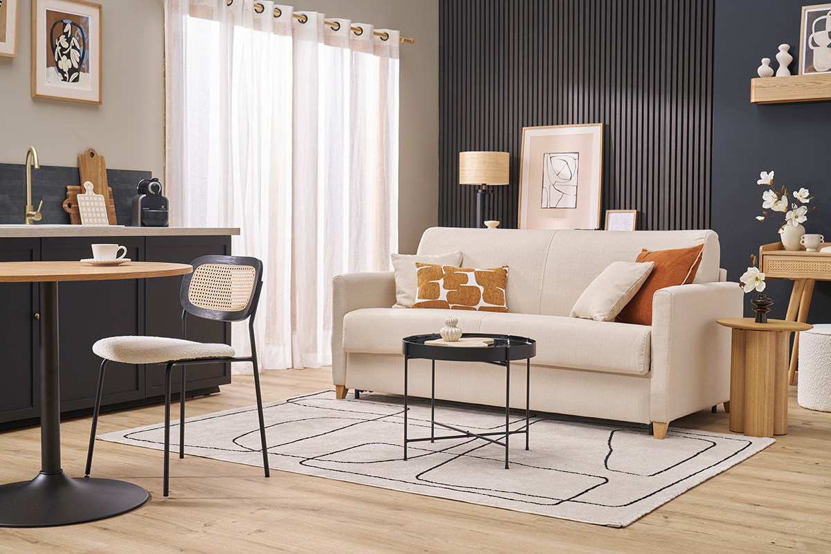 Schlafsofa 3 Pltze skandinavisch beige SKANDY