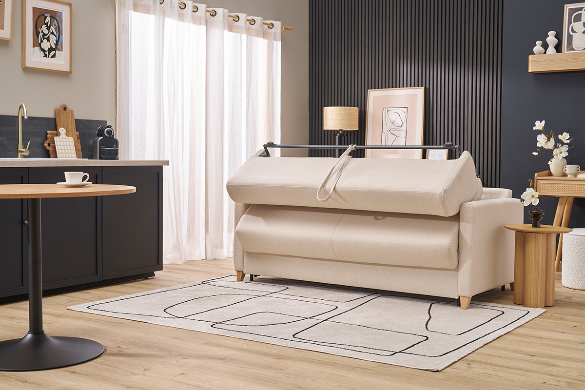 Schlafsofa 3 Pltze skandinavisch beige SKANDY