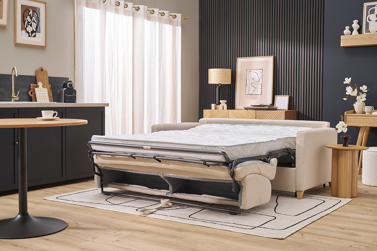 Schlafsofa 3 Pltze skandinavisch beige SKANDY
