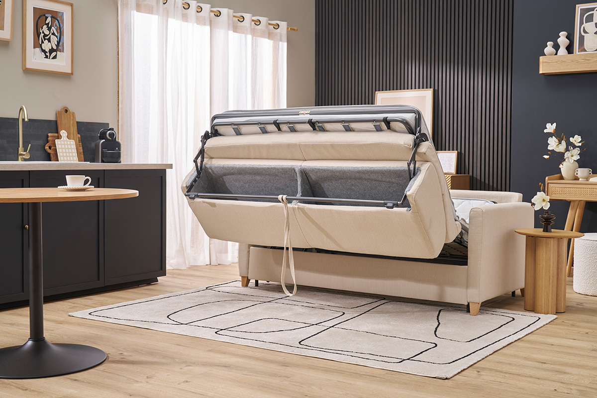 Schlafsofa 3 Pltze skandinavisch beige SKANDY