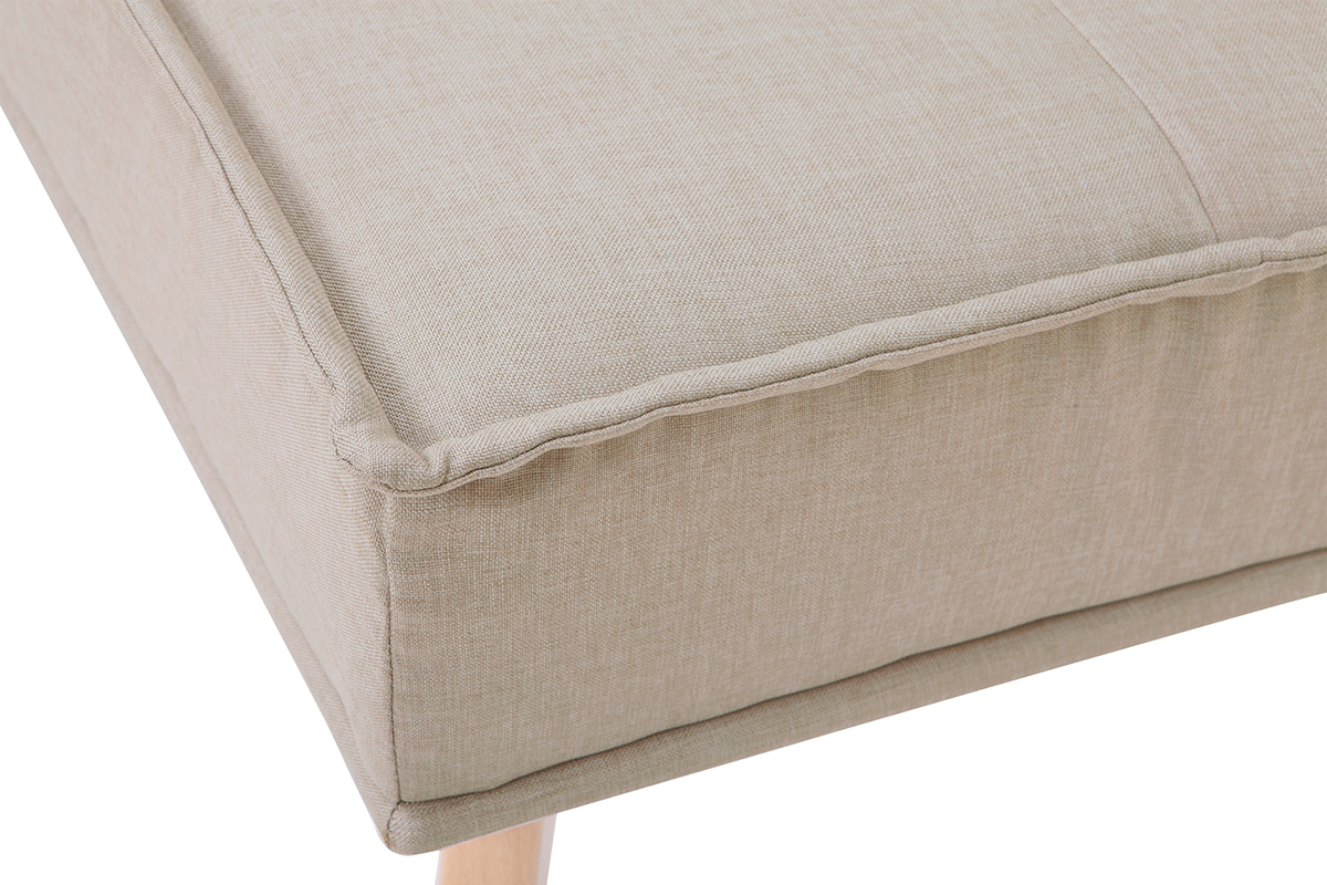 Schlafsofa 3-Sitzer aus naturfarbenem Stoff und Holz SHANTI
