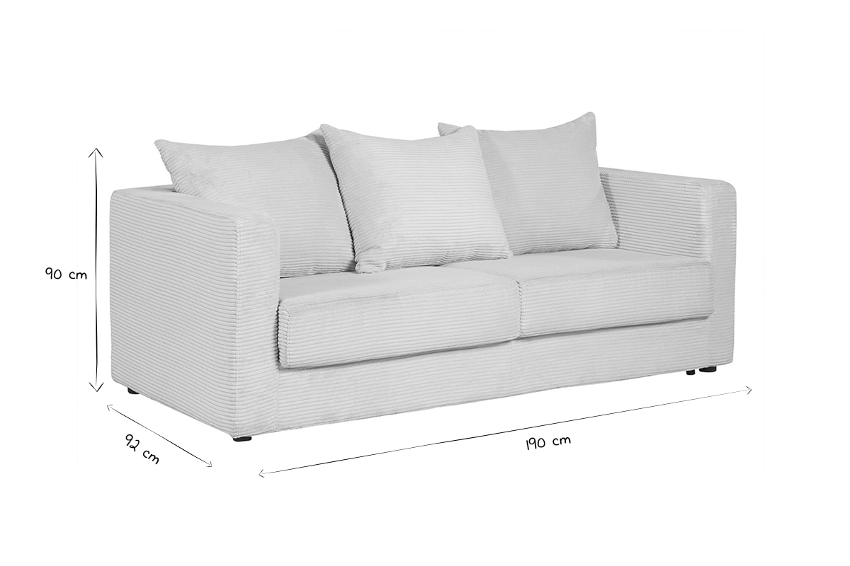 Schlafsofa 3-Sitzer in beige Cordstoff mit 13 cm Matratze BACIO