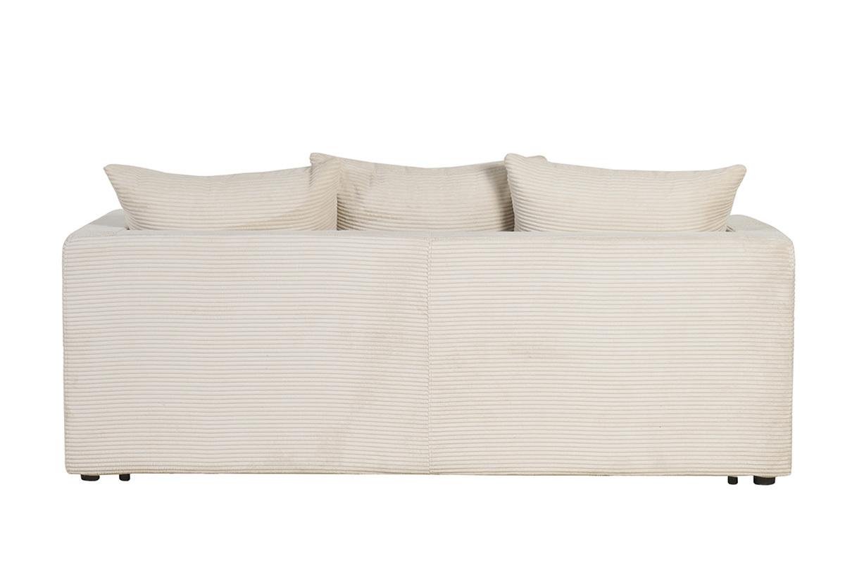 Schlafsofa 3-Sitzer in beige Cordstoff mit 13 cm Matratze BACIO