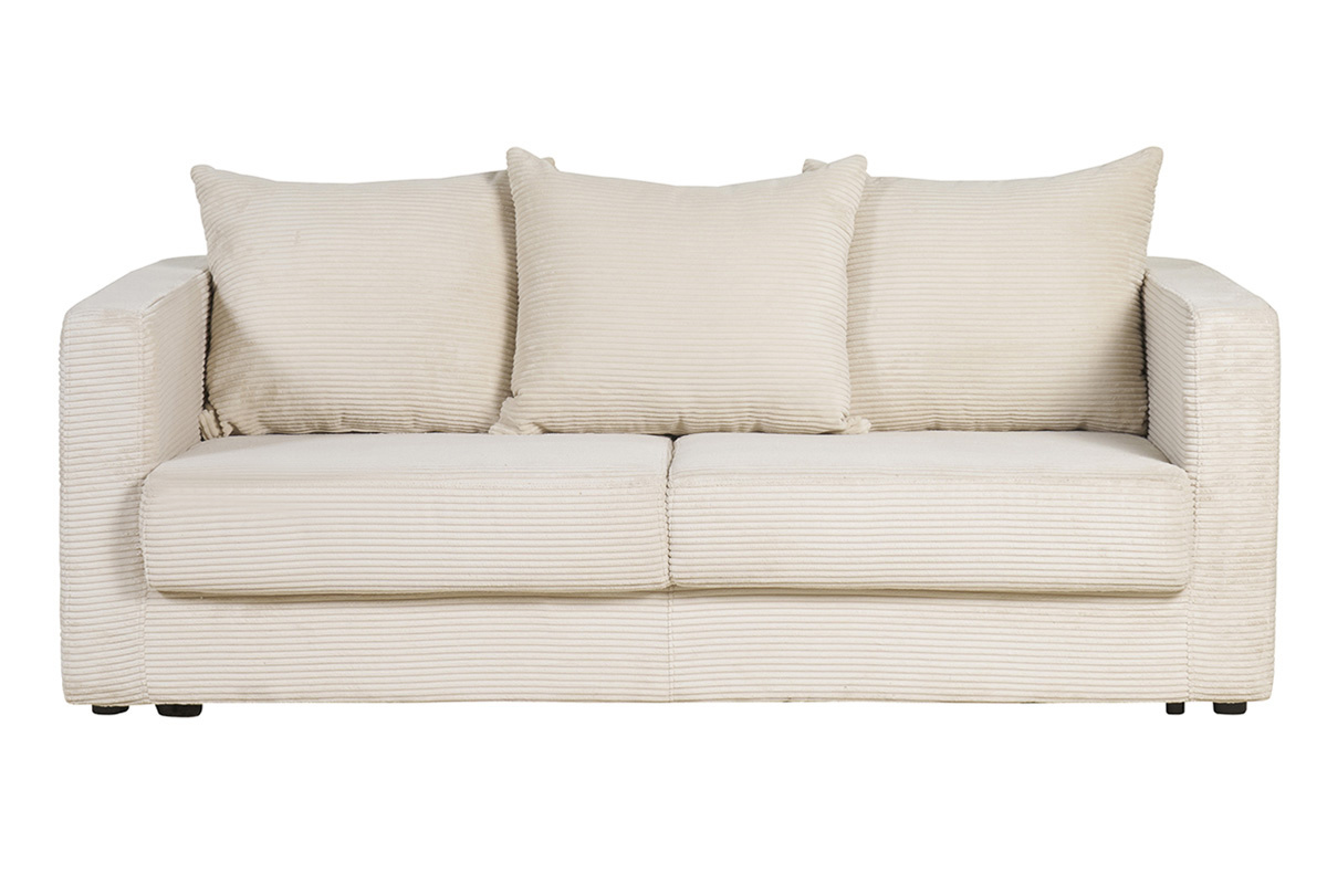 Schlafsofa 3-Sitzer in beige Cordstoff mit 13 cm Matratze BACIO