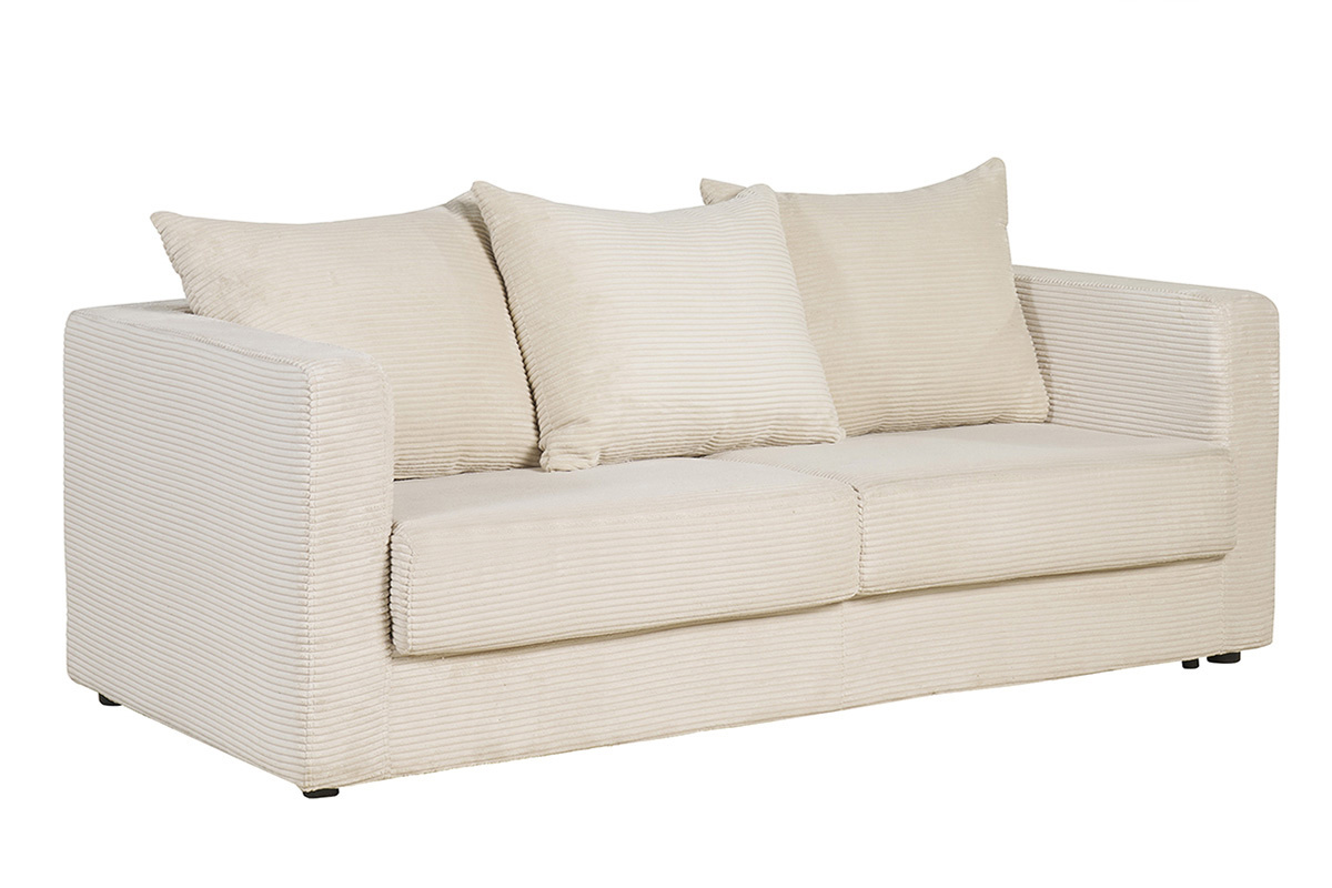Schlafsofa 3-Sitzer in beige Cordstoff mit 13 cm Matratze BACIO