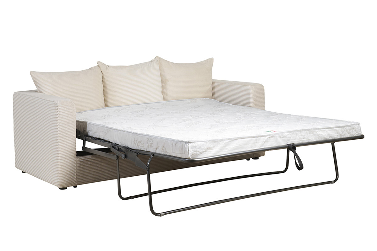 Schlafsofa 3-Sitzer in beige Cordstoff mit 13 cm Matratze BACIO