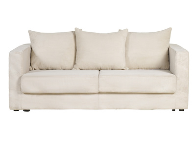 Schlafsofa 3-Sitzer mit beigem Cordstoff mit Matratze 13cm BACIO
