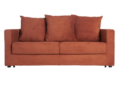 Schlafsofa 3-Sitzer mit Cordstoff in Terracotta mit Matratze 13cm BACIO