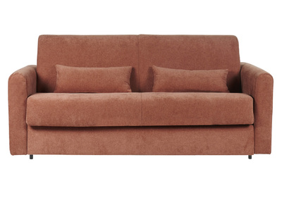 Schlafsofa 3-Sitzer mit Stoffbezug in Samtoptik Terracotta Matratze 13cm LETTO