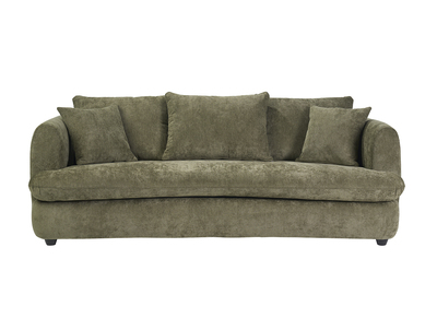 Schlafsofa abziehbar 3-4-Sitzer Design Bohnenform aus Stoff mit strukturiertem Samteffekt khaki-gr&uuml;n SACHA