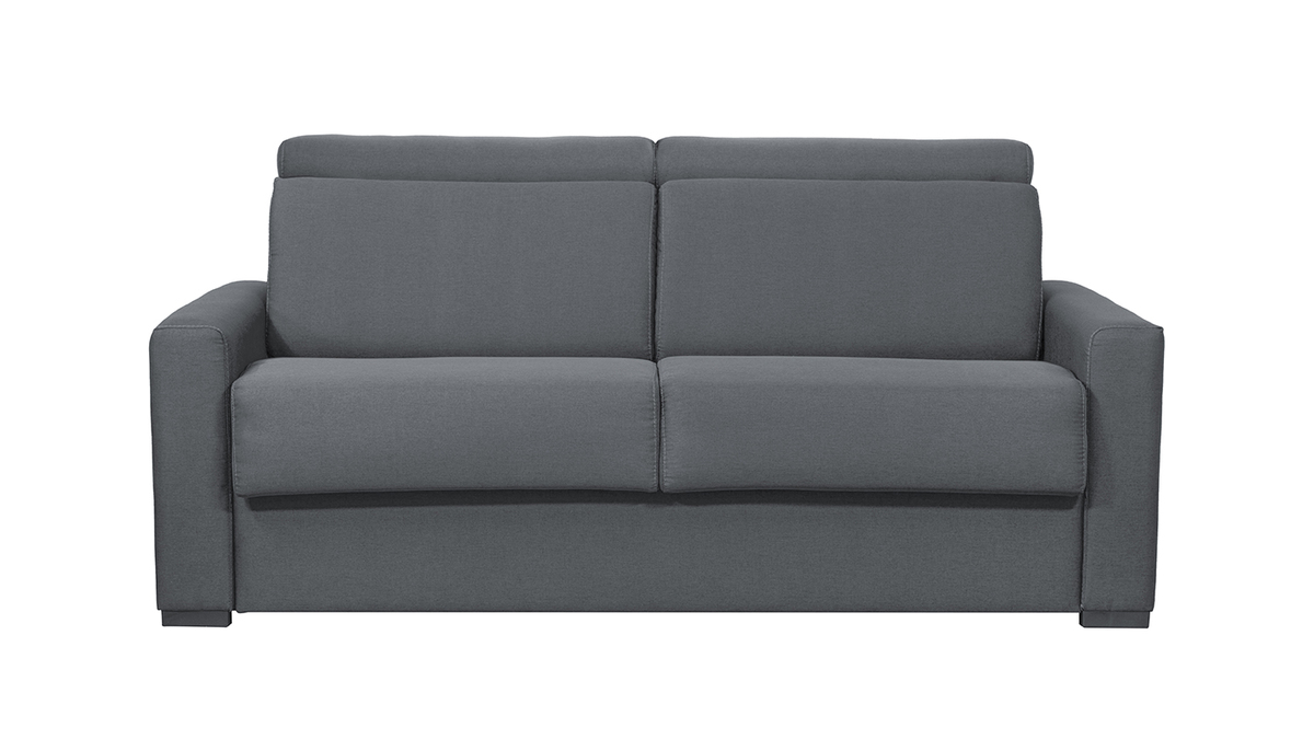 Schlafsofa anthrazitgrau mit 18 cm Matratze und verstellbaren Kopfsttzen NORO