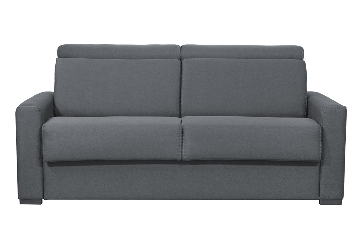 Schlafsofa anthrazitgrau mit 18 cm Matratze und verstellbaren Kopfsttzen NORO