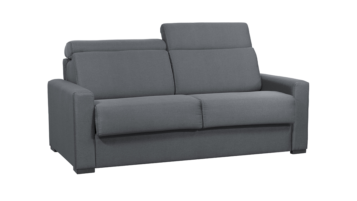 Schlafsofa anthrazitgrau mit 18 cm Matratze und verstellbaren Kopfsttzen NORO