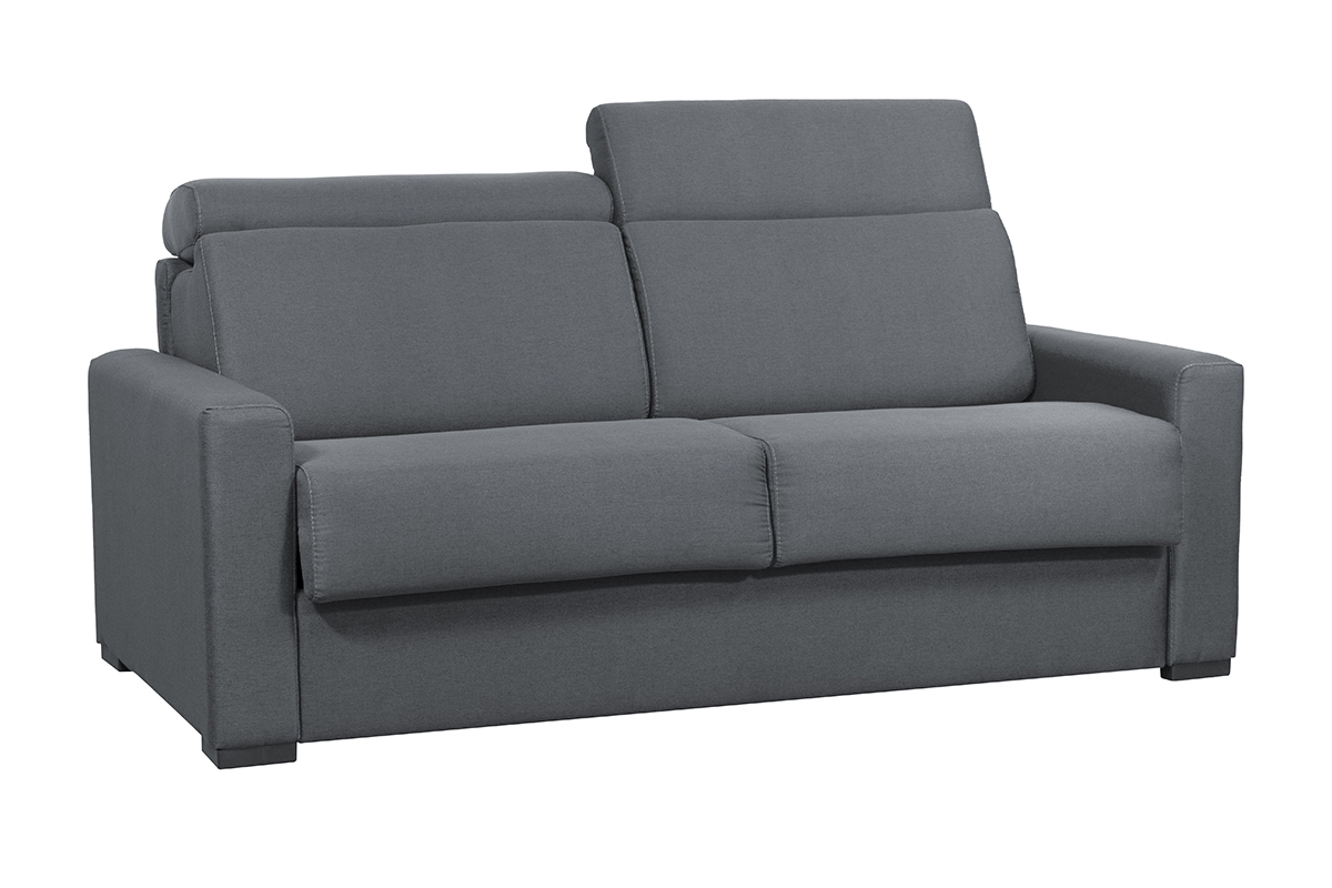 Schlafsofa anthrazitgrau mit 18 cm Matratze und verstellbaren Kopfsttzen NORO