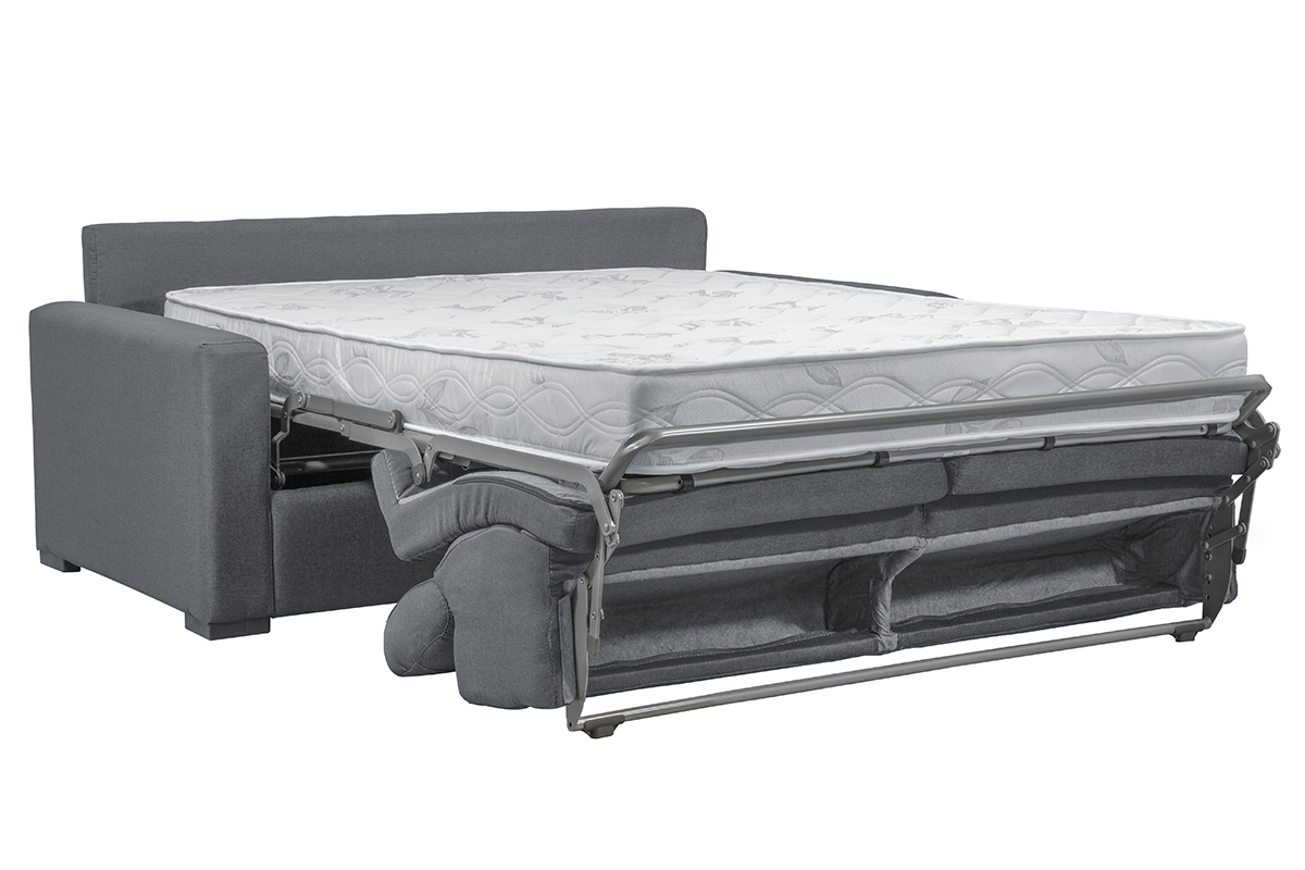 Schlafsofa anthrazitgrau mit 18 cm Matratze und verstellbaren Kopfsttzen NORO