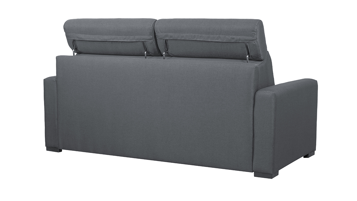 Schlafsofa anthrazitgrau mit 18 cm Matratze und verstellbaren Kopfsttzen NORO