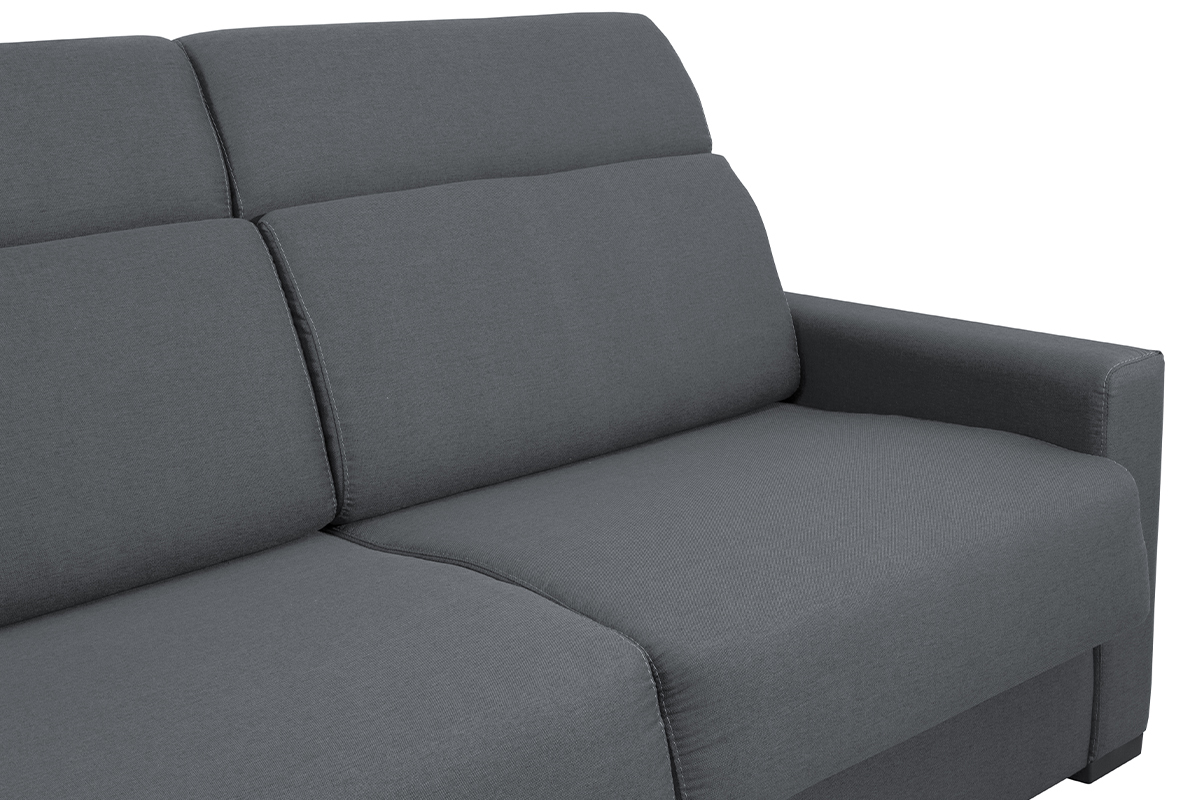 Schlafsofa anthrazitgrau mit 18 cm Matratze und verstellbaren Kopfsttzen NORO