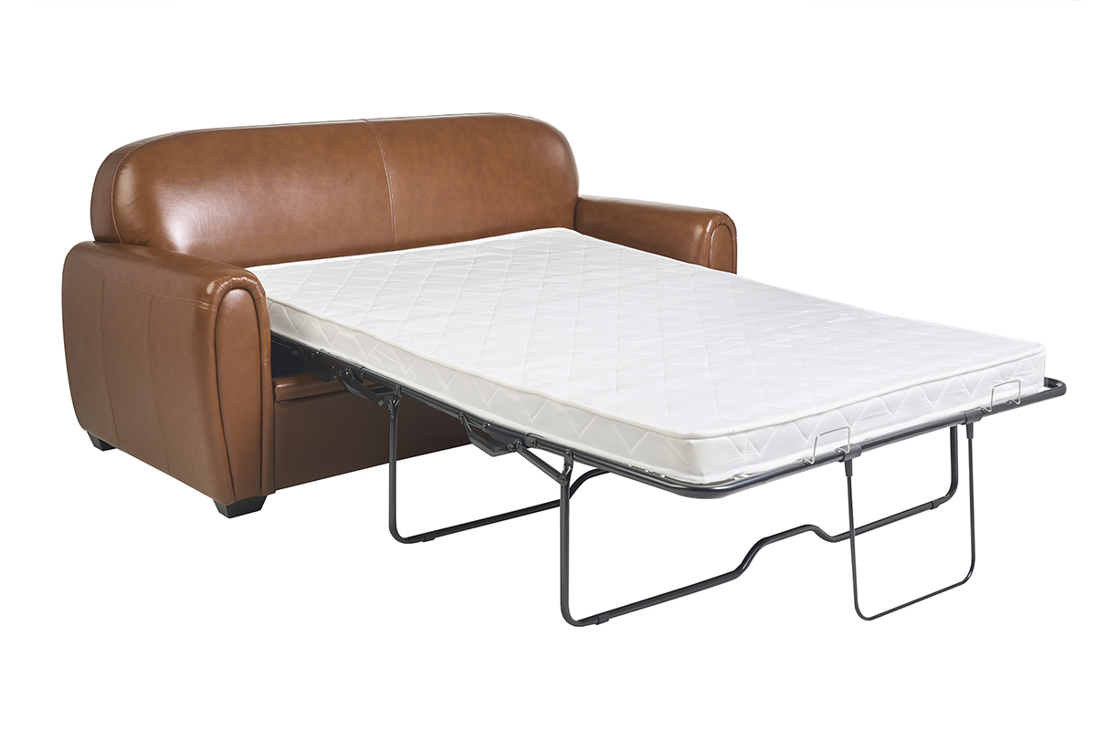 Schlafsofa aus braunem Leder 3-Sitzer CLUB