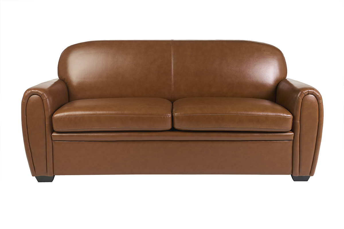 Schlafsofa aus braunem Leder 3-Sitzer CLUB
