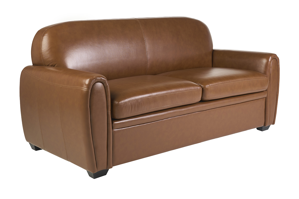 Schlafsofa aus braunem Leder 3-Sitzer CLUB