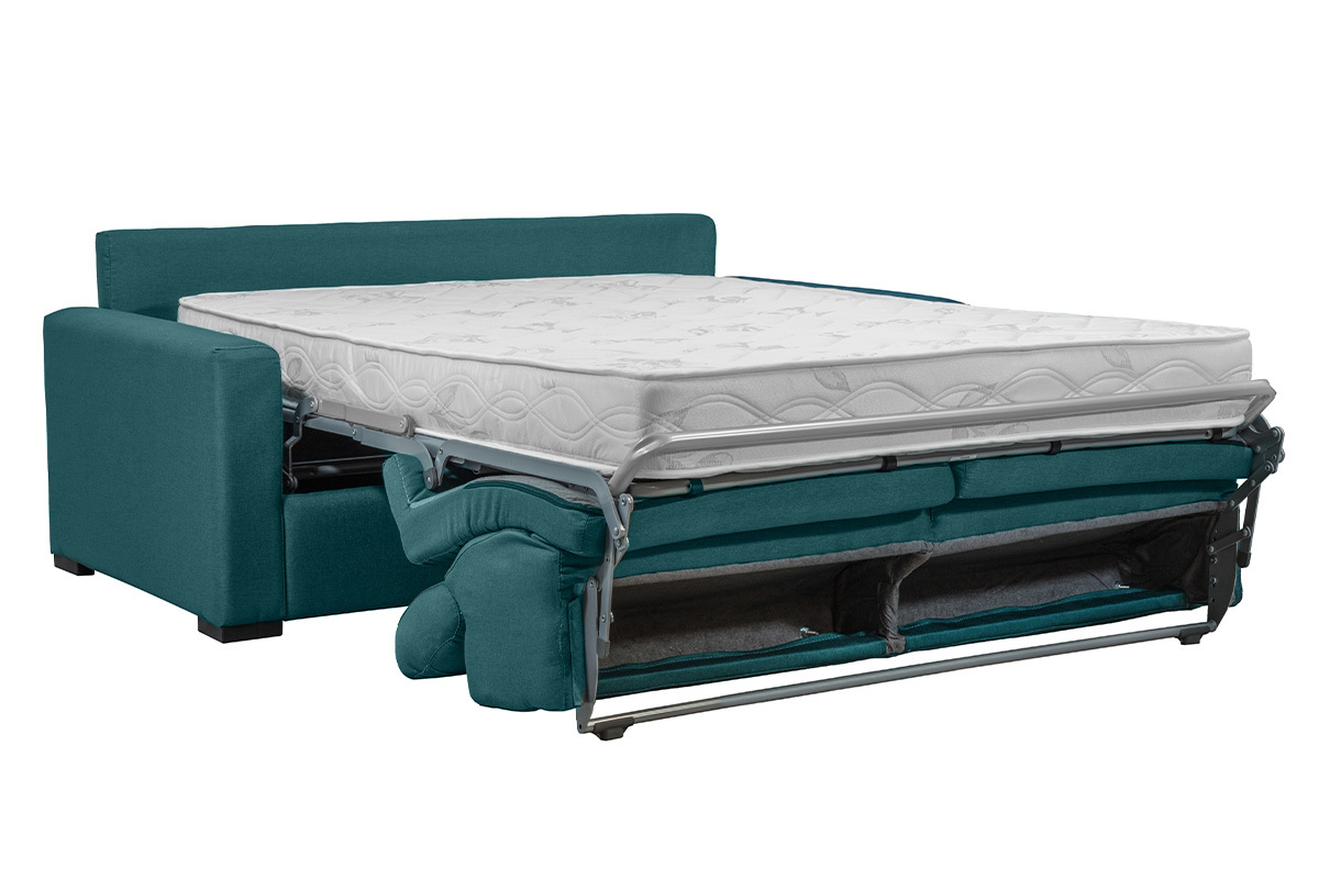 Schlafsofa entenblau mit 18 cm Matratze und verstellbaren Kopfsttzen NORO