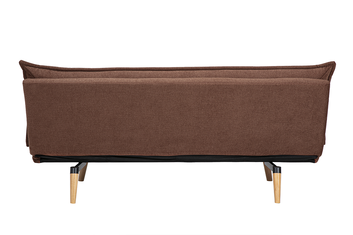 Schlafsofa fr 3 Personen aus Stoff in verbrannter Erde Effekt und hellem Holz BINGO