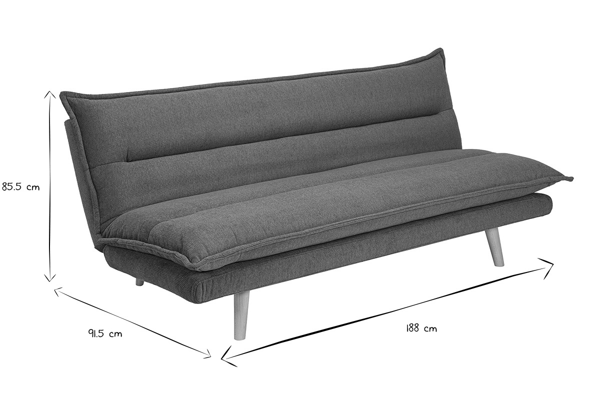 Schlafsofa fr 3 Personen aus Stoff in verbrannter Erde Effekt und hellem Holz BINGO