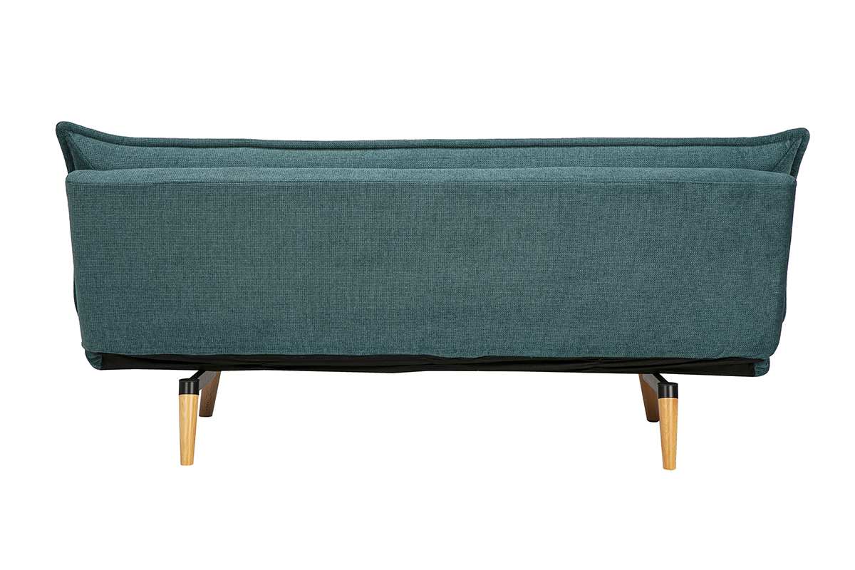 Schlafsofa fr 3 Personen in texturiertem Cladon Samt-Effekt Stoff und hellem Holz BINGO