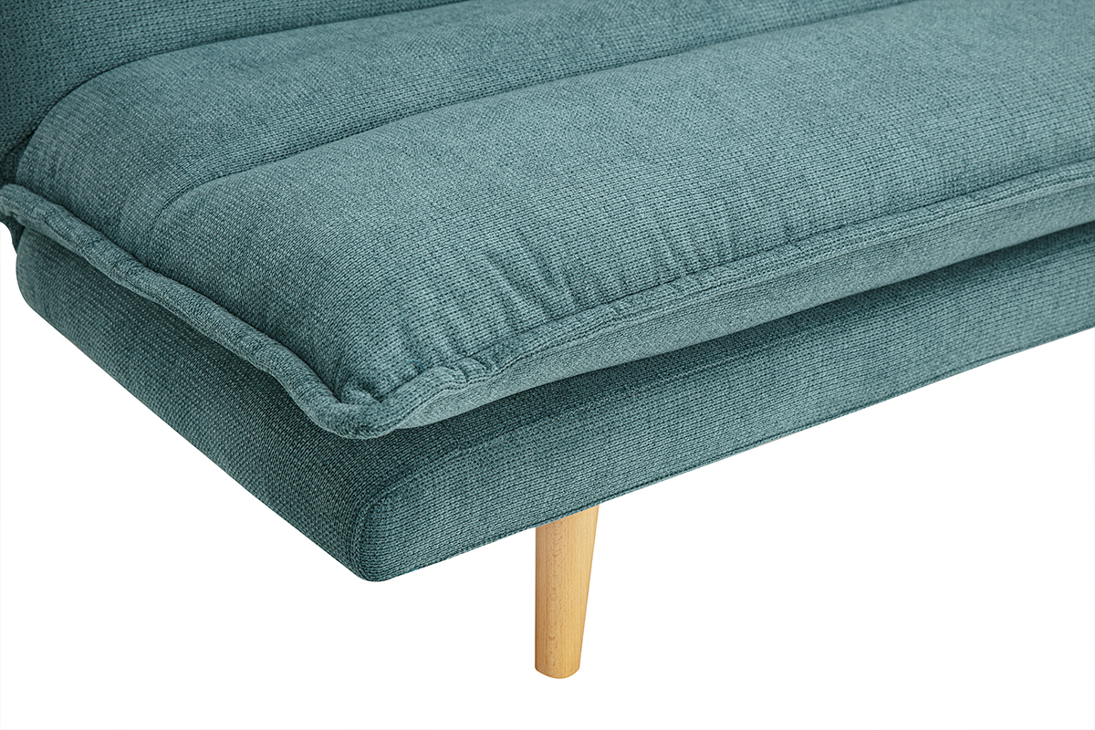 Schlafsofa fr 3 Personen in texturiertem Cladon Samt-Effekt Stoff und hellem Holz BINGO