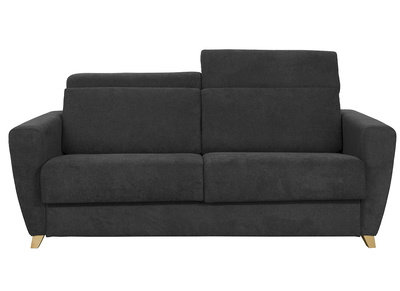 Schlafsofa Matratze verstellbare Kopfstücke anthrazitgrauer Samt 140x190 cm GOYA