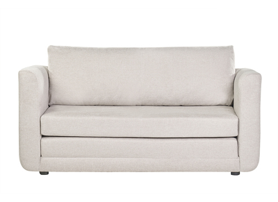 Schlafsofa mit 2 Plätzen aus strukturiertem beigefarbenem Samteffektstoff LEON