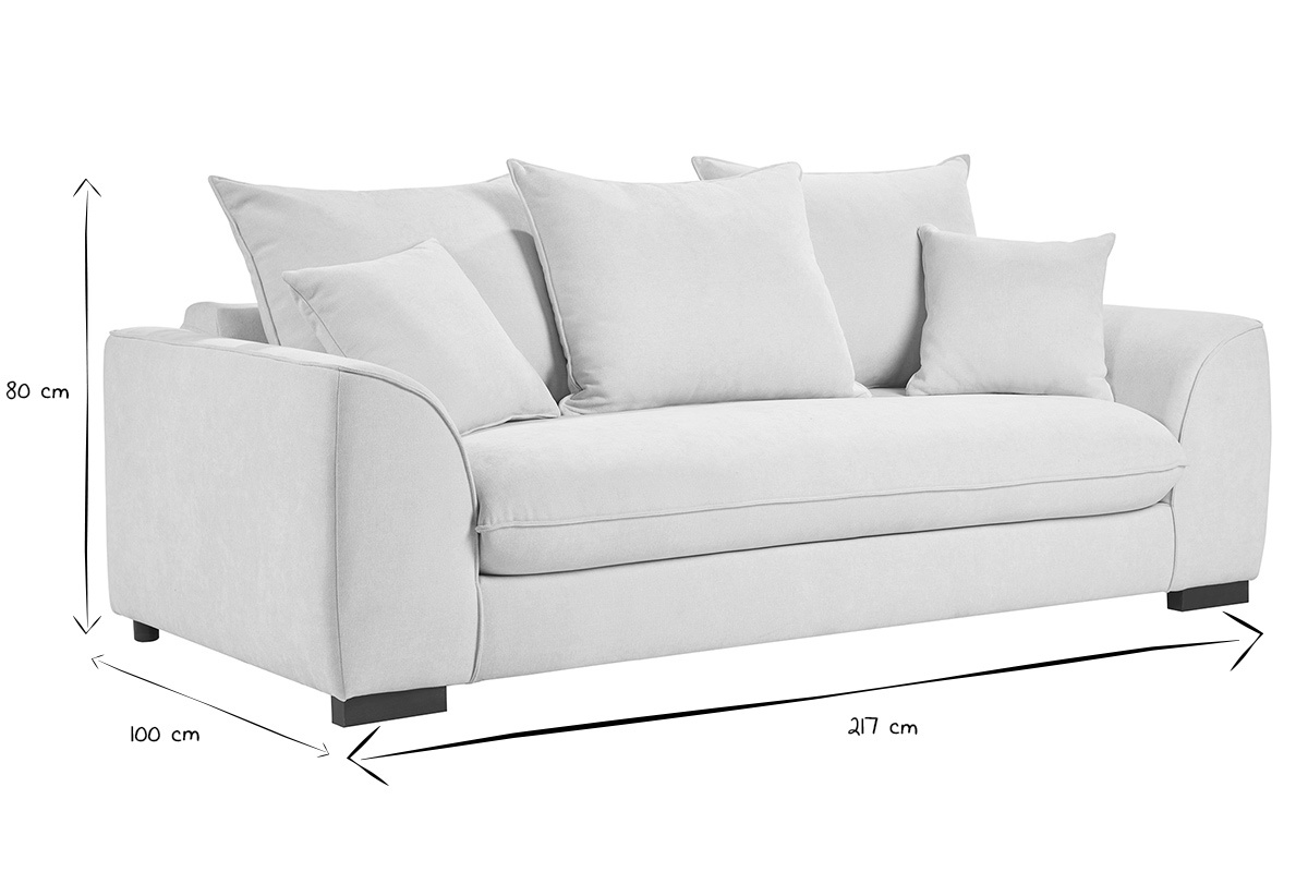 3-Sitzer Sofa ARMAND, Mae 217x100x80 cm, in Schwarz und Wei, Frontansicht.