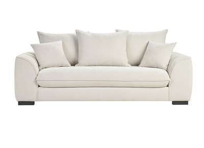 Schlafsofa mit 3 Sitzen in Beige Samtoptik mit 12 cm Matratze ARMAND