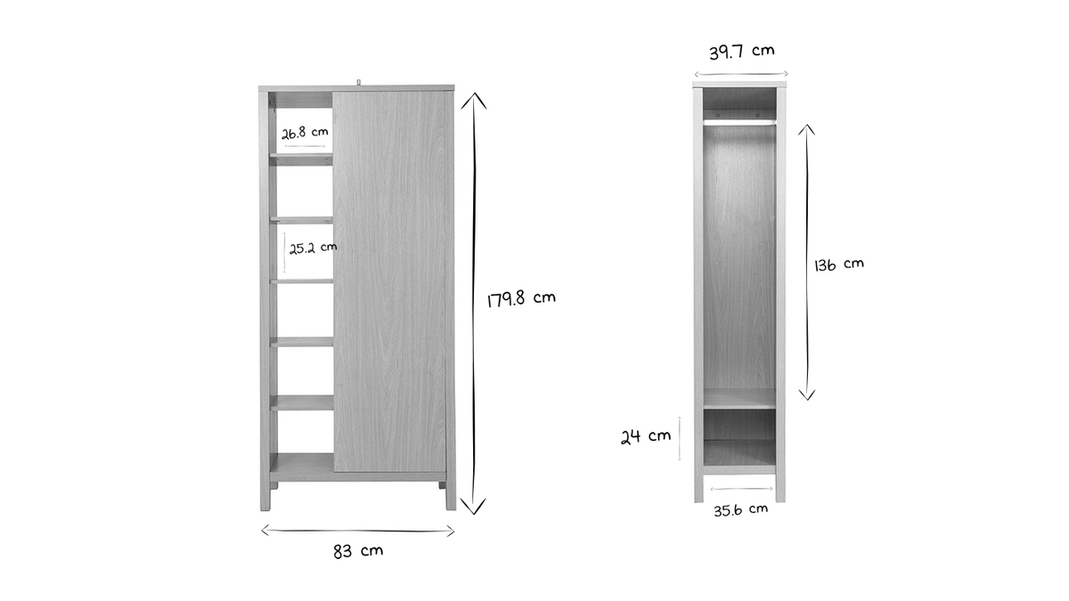 Schrank Flur mit Garderobe und Regalen Eiche GUMBY