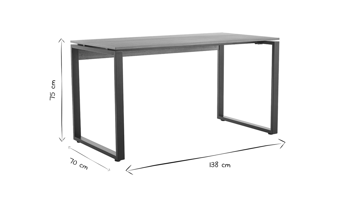 Schreibtisch aus dunklem Holz und schwarzem Metall B138 cm OPAL