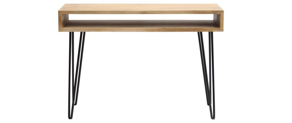 Schreibtisch aus Mangoholz und Metall mit Ablagegestell VIBES