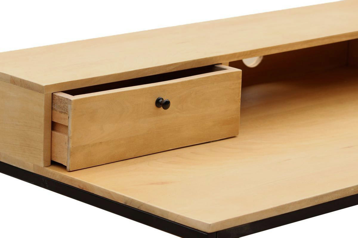 Schreibtisch aus Mangoholz und schwarzem Metall mit Schubladen OPIUM