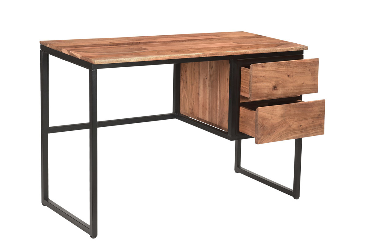 Schreibtisch aus massivem Akazienholz mit Schubladen HOORN