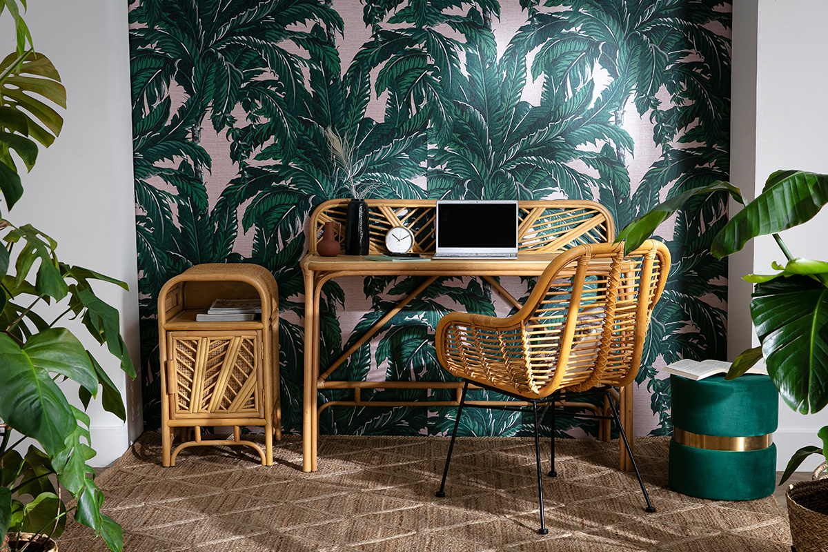 Schreibtisch aus Rattan B120 cm GALON