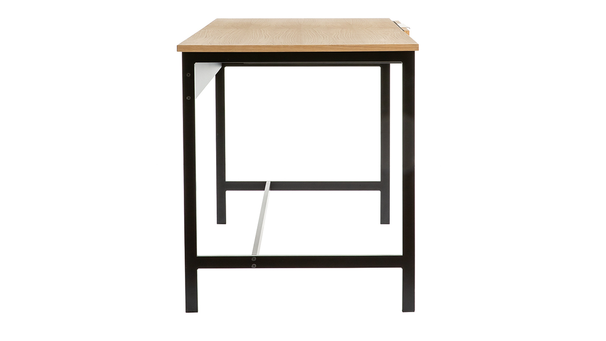 Schreibtisch Furniereiche schwarzer Metallfuß mit Schublade B150 cm SILKA